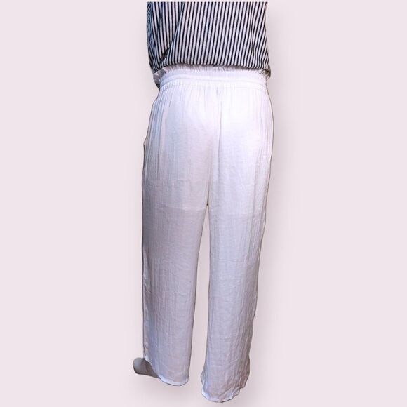 Naked Zebra White Linen-Like Flowy Beachy Trousers - Picture 3 of 5
